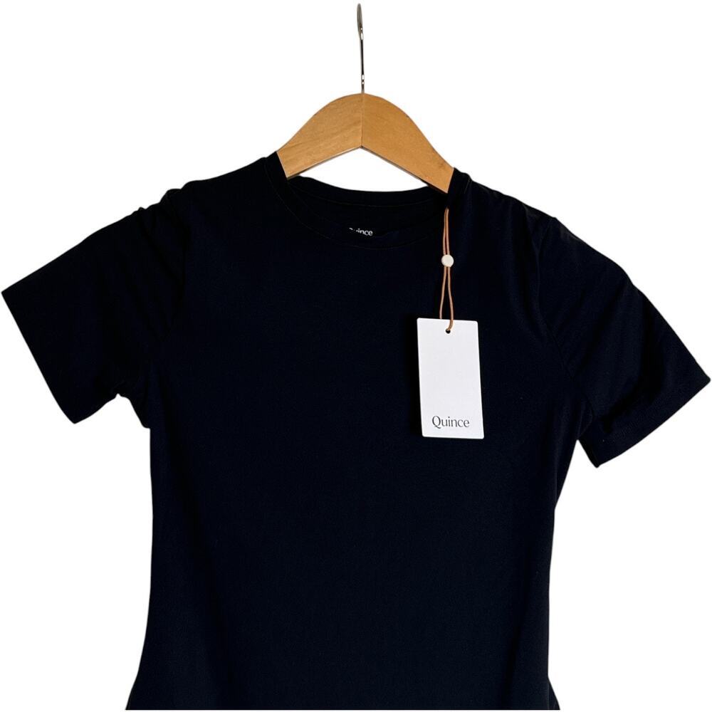Quince Cotton Jersey Short Sleeve Bodysuit Black Small NWT Organic Cotton - Picture 6 of 8